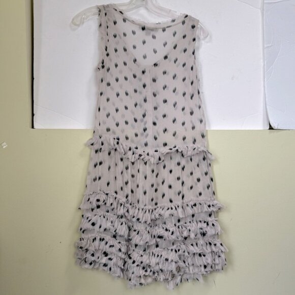 All Saints Deidre Ruffle Sheer Mini Dress Lightweight Print Fairy Ruffles Pink - Picture 4 of 16